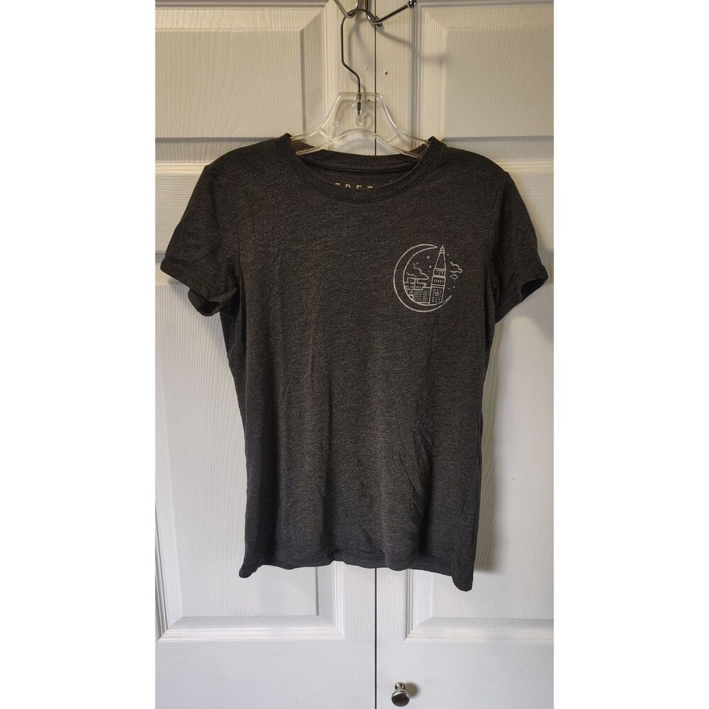 Free State NYC New York City Skyline Moon Graphic T-Shirt Charcoal Gray L